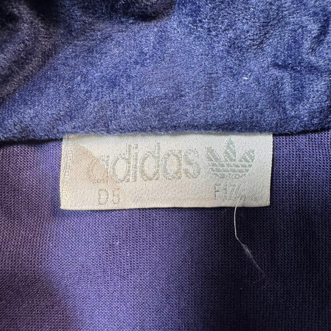 80s adidas ベロアトラックジャケット アディダス ジャージネイビー古着