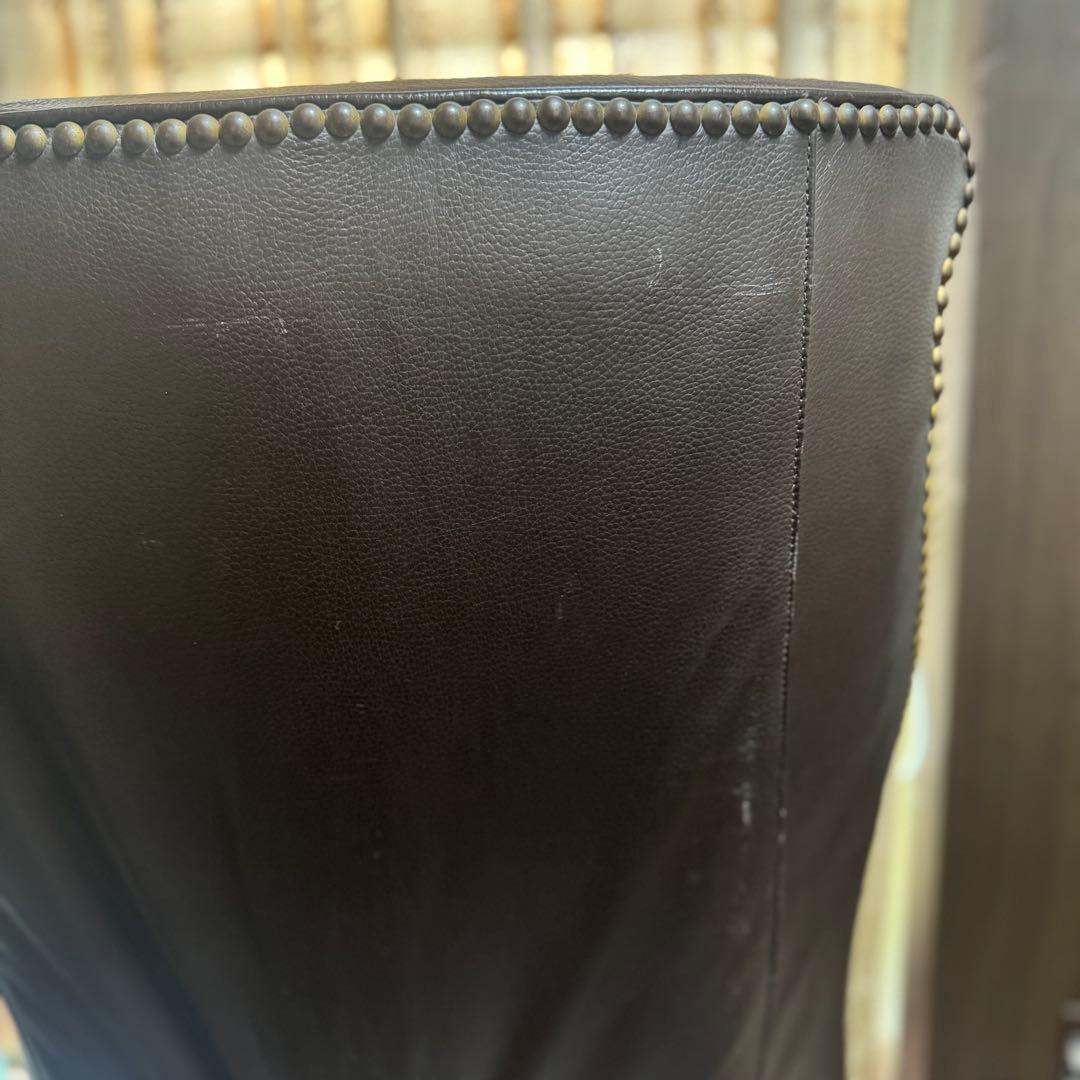 高級レザーオフィスチェア 木脚 キャスター付き デスクチェア　プレジデント　書斎