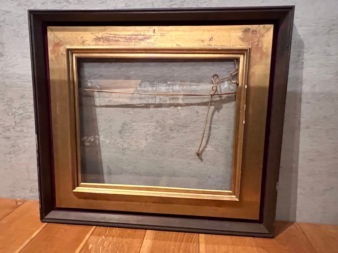 【アンティーク】ゴールドとブラウンの木製額縁　ヴィンテージフレーム