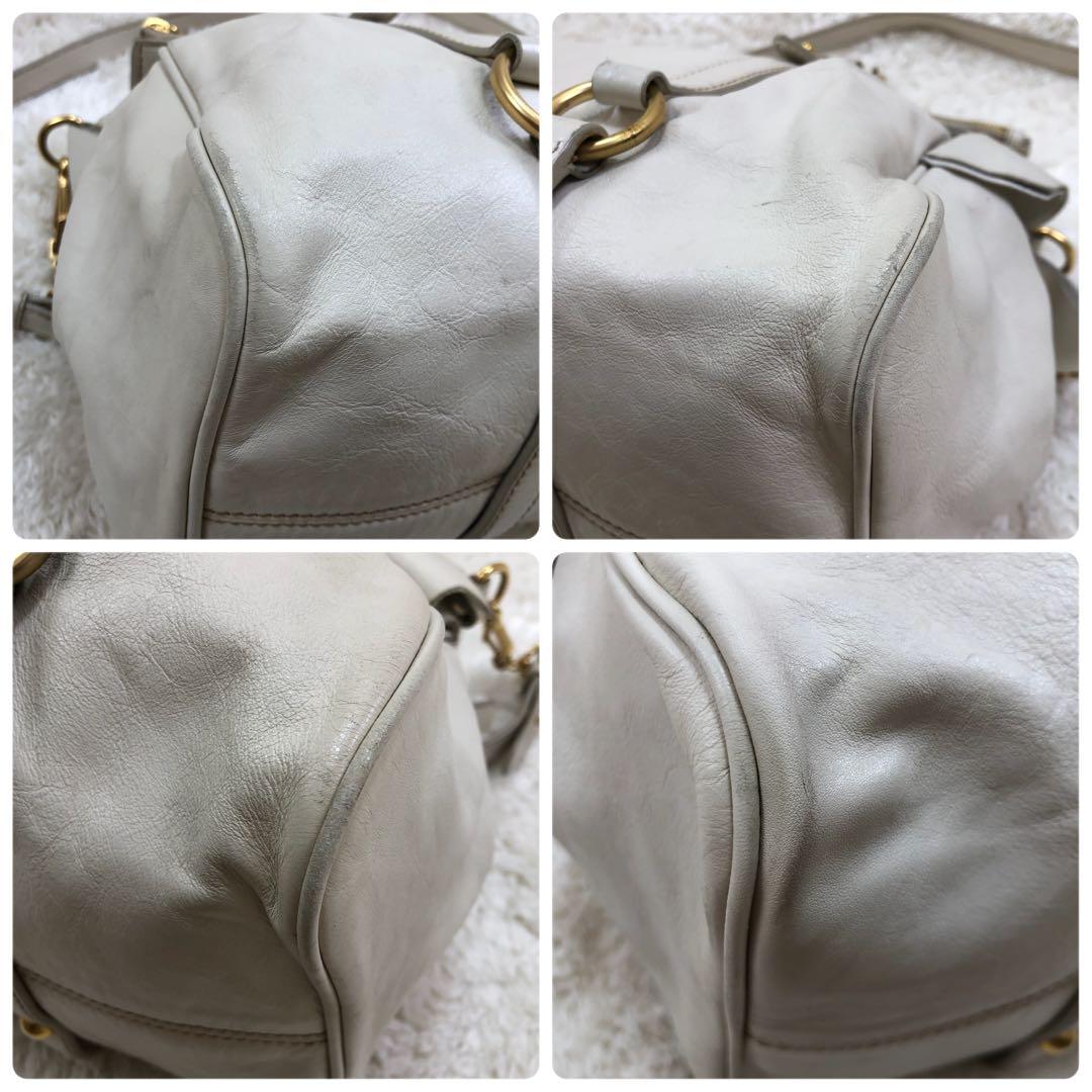 MIU MIU VITELLO LUX ショルダーバッグ 2WAY ホワイト