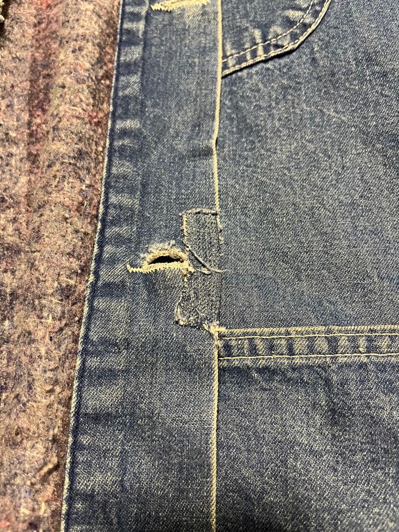 60s USA製 Sears デニムカバーオール 襟コーデュロイ ブランケット付