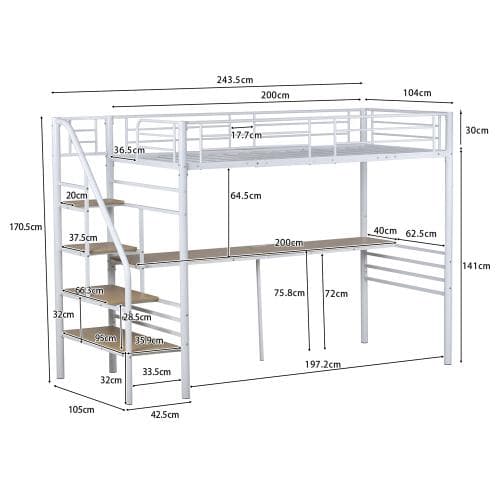 ロフトベッド 階段付き パイプベッド シングル コンセント付き 収納 子