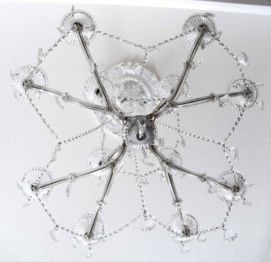 チェコ・ボヘミアンクリスタルガラス☆１２灯シャンデリア☆七色に輝く高純度・高品質