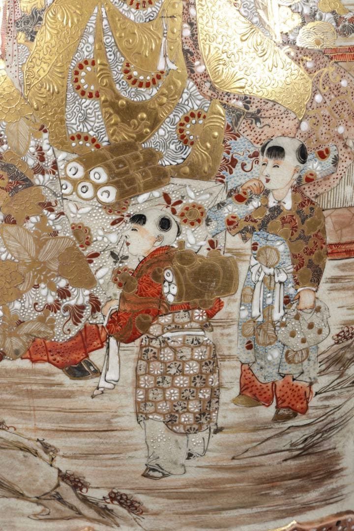 【極上薩摩焼】特大金襴手色絵 獅子　香炉 飾壺 陶器　骨董 古美術　アート　花瓶
