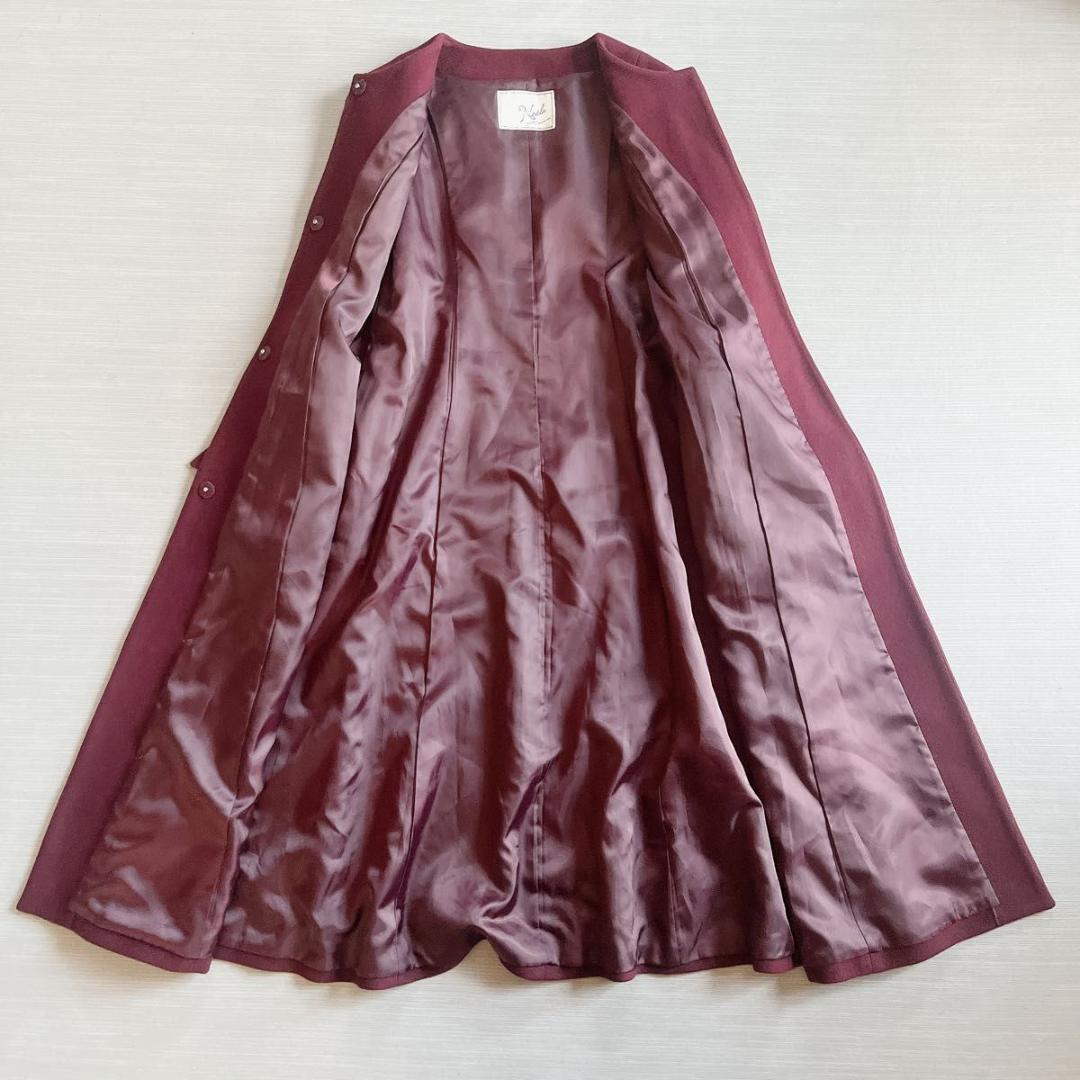 美品【Noela ノエラ】2way ケープ ウールコート ボルドー S