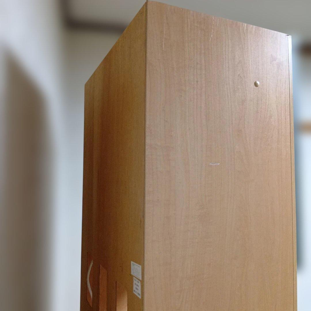 食器棚 グレーと木目調 ガラス扉付き　美品