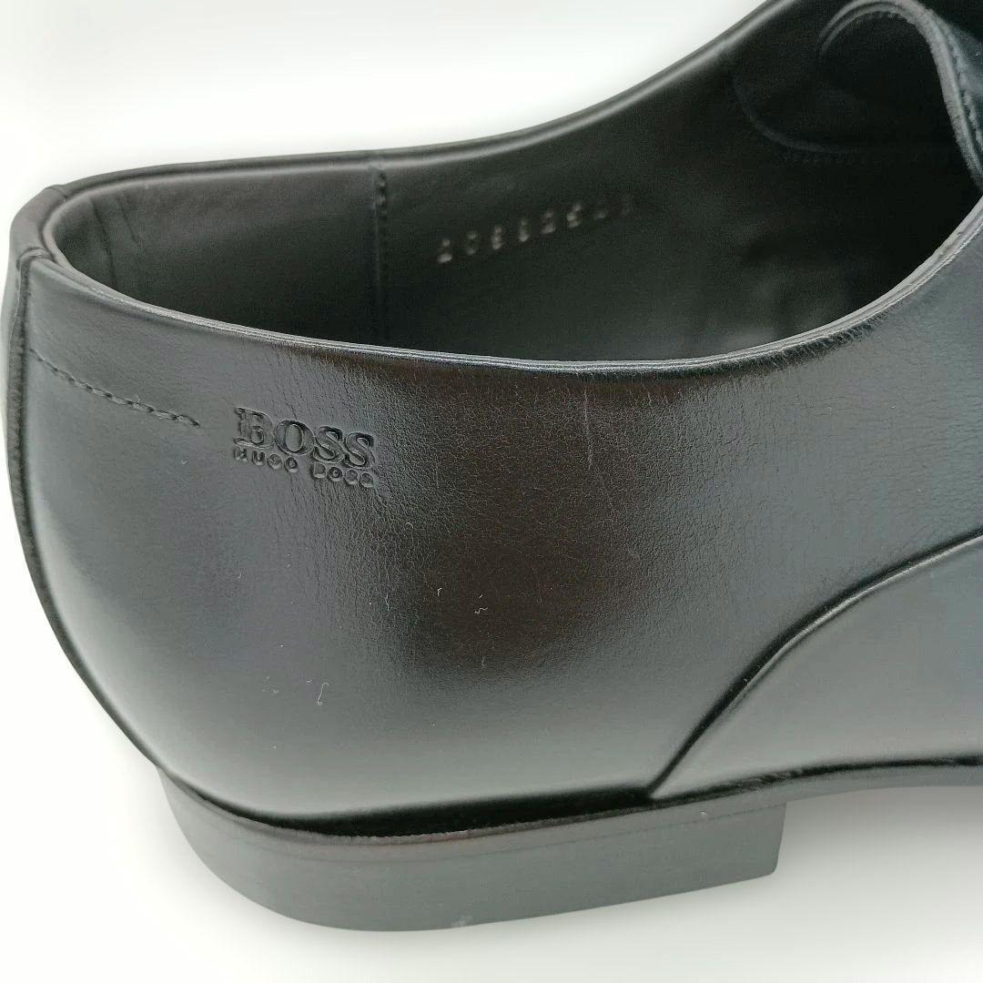 未使用級【ヒューゴボス】ストレートチップ 内羽根 黒 ビジネスシューズ