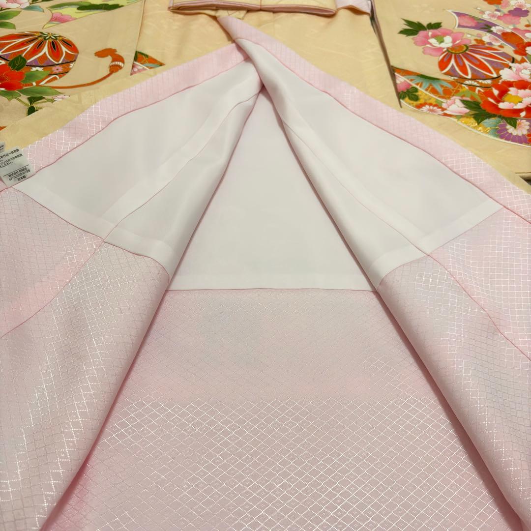 【新品】 正絹 日本製 特選京友禅 金駒刺繍 お宮参り 産着 ペールオレンジ