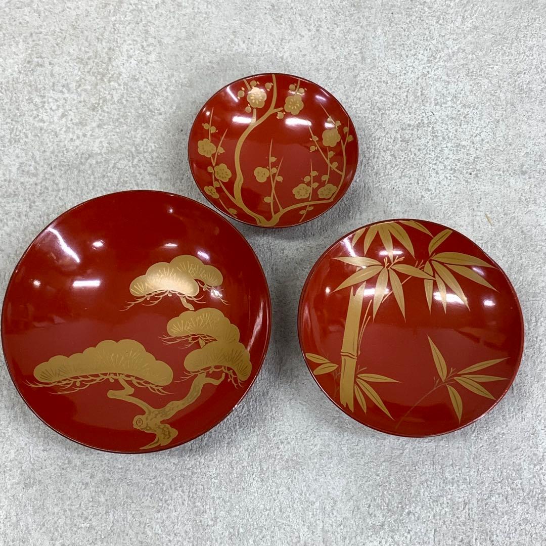 盃台 三ツ盃 台付 松竹梅 漆器 酒器 蒔絵 金彩 正月 祝