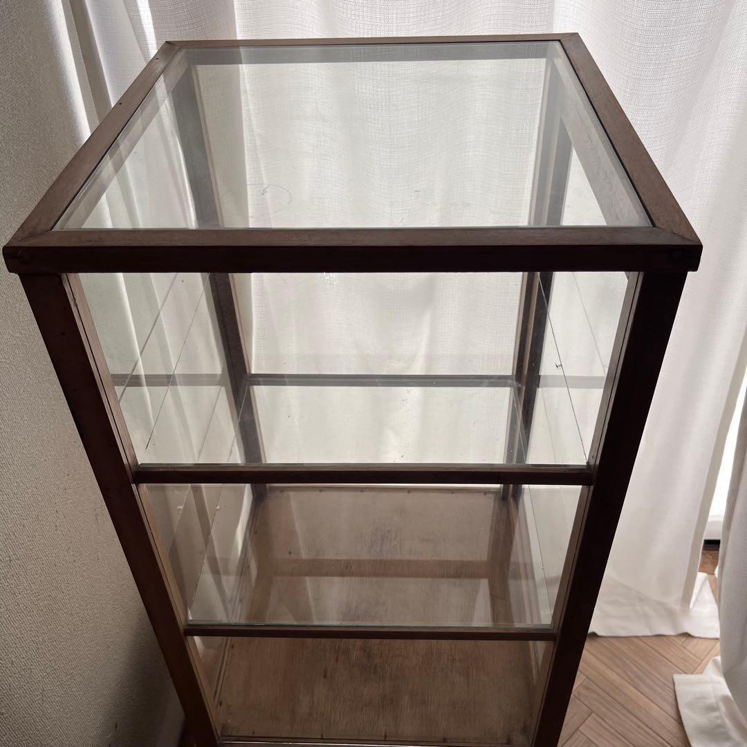 古家具 ガラスケース パンケース ショーケース 5面 アンティーク キャビネット