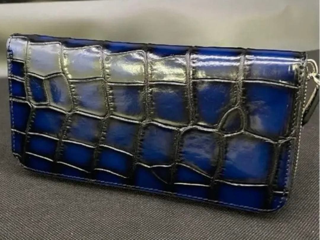 #新品未使用#クロコダイル#ラウンドファスナー#長財布#手染め#ハンドメイド