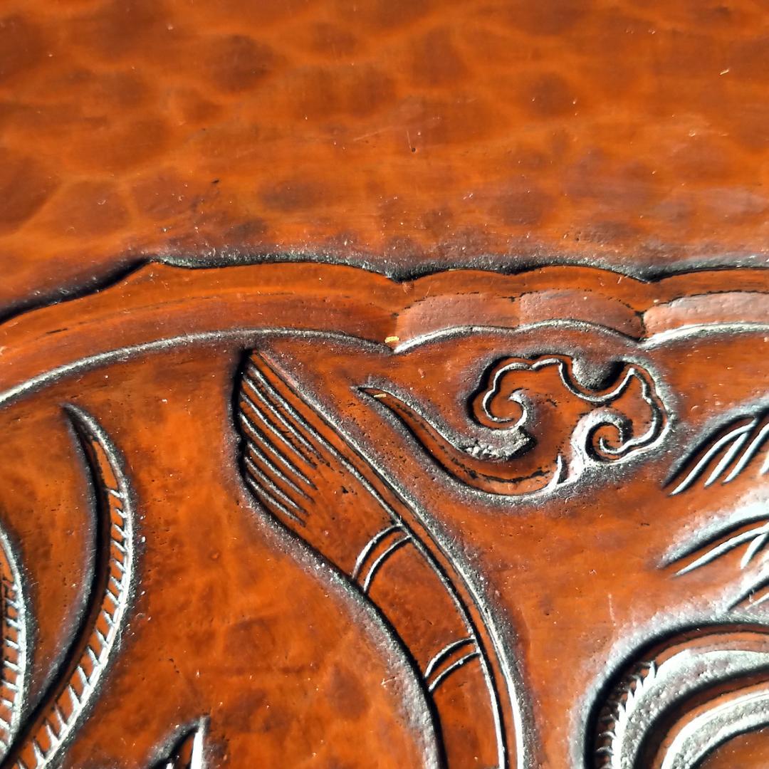 [コメント必見] 鎌倉彫　博古堂　大型　11寸　35㎝　角盆・菓子器・角皿　古鏡