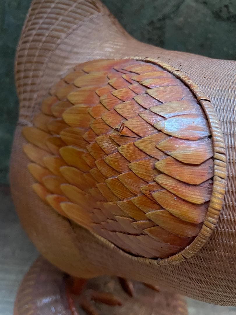 希少 1940's ヴィンテージ 上海伝統工芸 竹細工 雄鶏 ラタン オブジェ