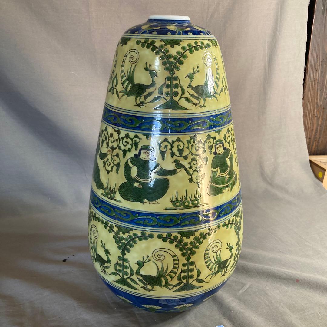 【源右衛門】古伊万里の伝統　日本の名窯　舘林源右衛門作　染錦黄彩ミナイ手　大花瓶