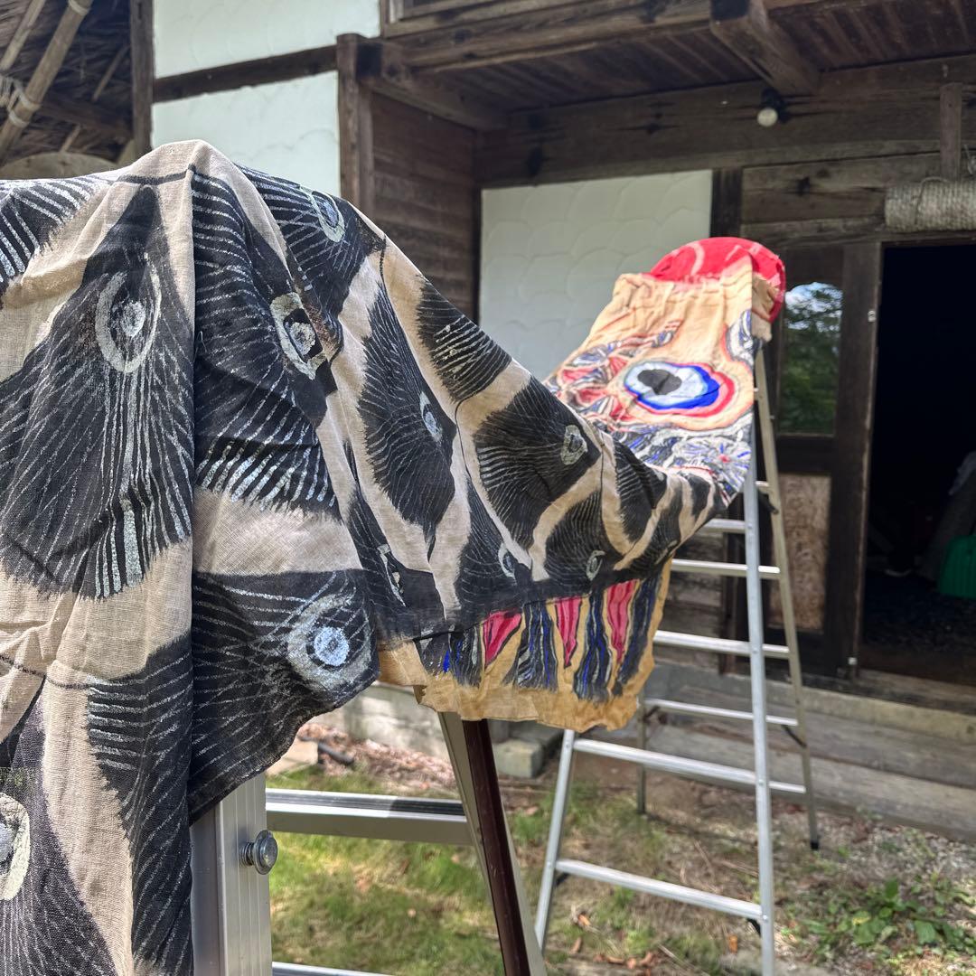 【希少・古布】蔵出しアンティーク鯉のぼり 麻布製 手描き彩色 5.2m 昭和初期