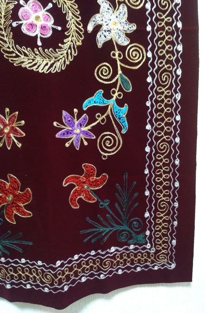 80年代製　ウズベキスタン製　ヴィンテージ　スザニ刺繍　テーブルクロス　壁掛け