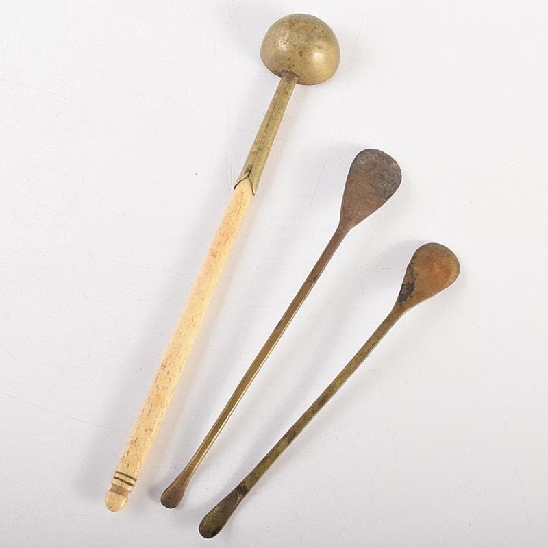 こうちゃん　朝鮮美術　李朝　古銅　薬匙　銅匙　柄杓　5点　V　R7507