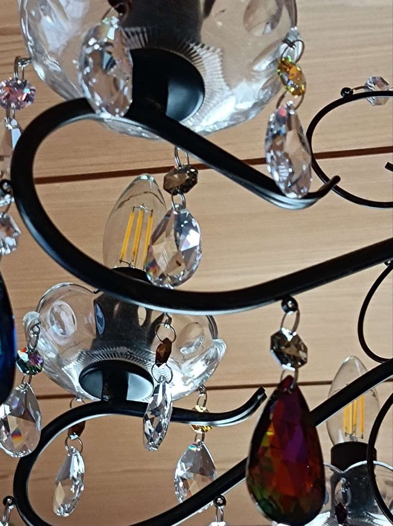 マットブラックで和室にも★豪華★スワロフスキー＆プレシオサ★カスタムシャンデリア