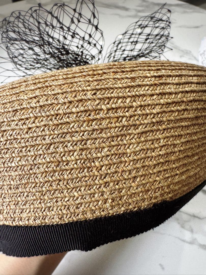 専用です♡ HIAND リボン付きキャスケット ベージュ　麦わら　オシャレ　希少