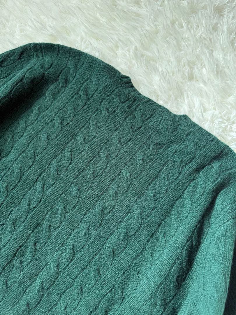 ポロラルフローレン　セーター　ケーブル　ウールカシミヤ混紡　グリーン　QRコート
