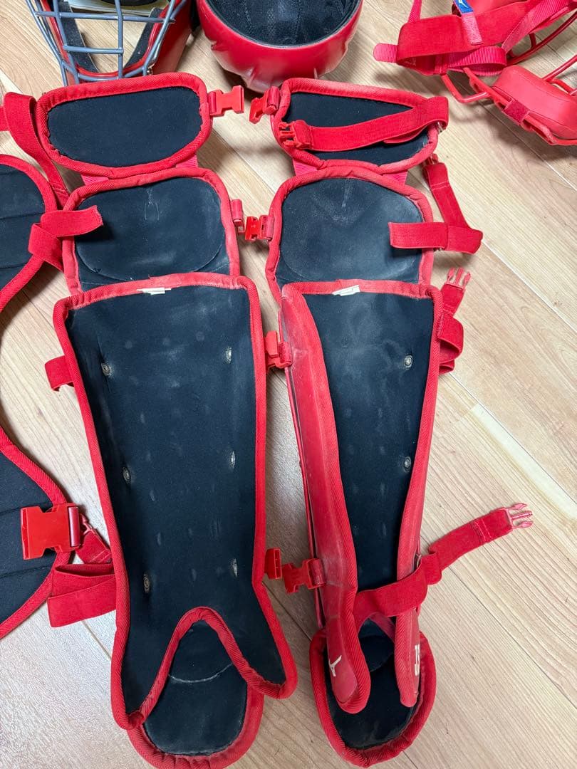 ミズノ キャッチャー防具セット(軟式)レッド