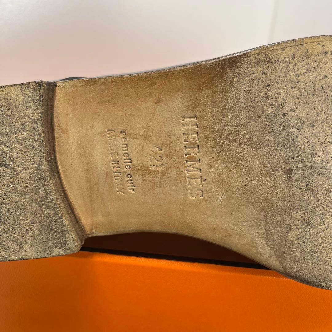 エルメス ストレートチップ 外羽根 レザー ダービーシューズ イタリア製 革靴