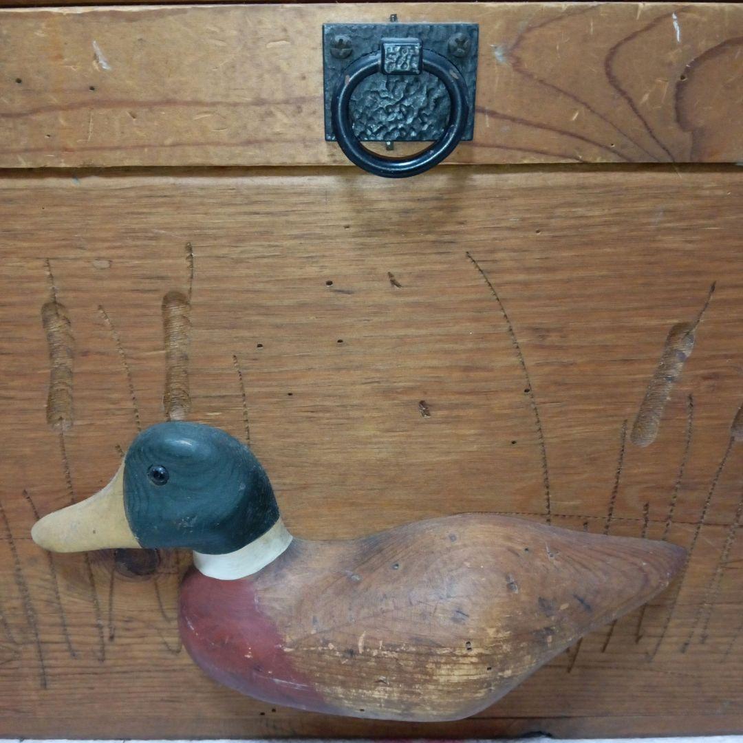 デコイ木製ボックス　年代物　木箱　おもちゃ箱　カントリー　道具入れ