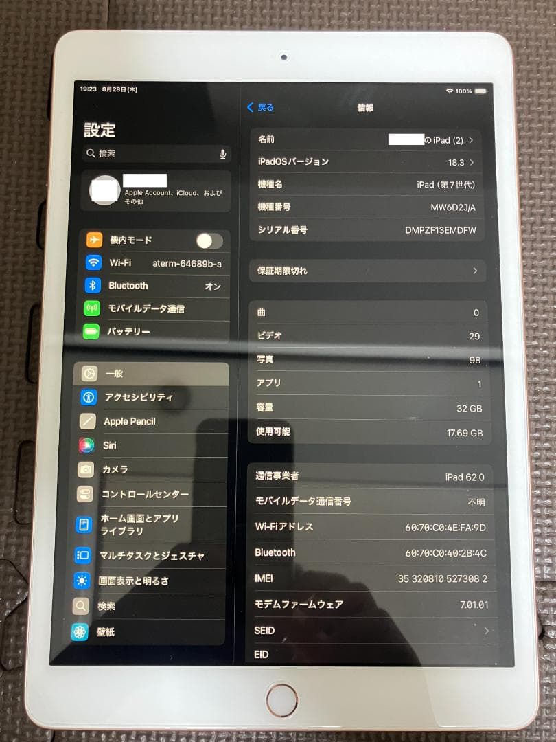 【極美品】 iPad 第7世代 32GB セルラー Cellular wifi