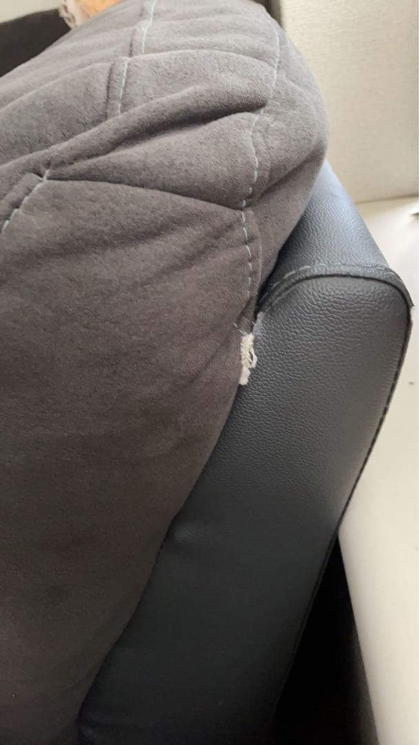 グレー L字型 ファブリックソファ