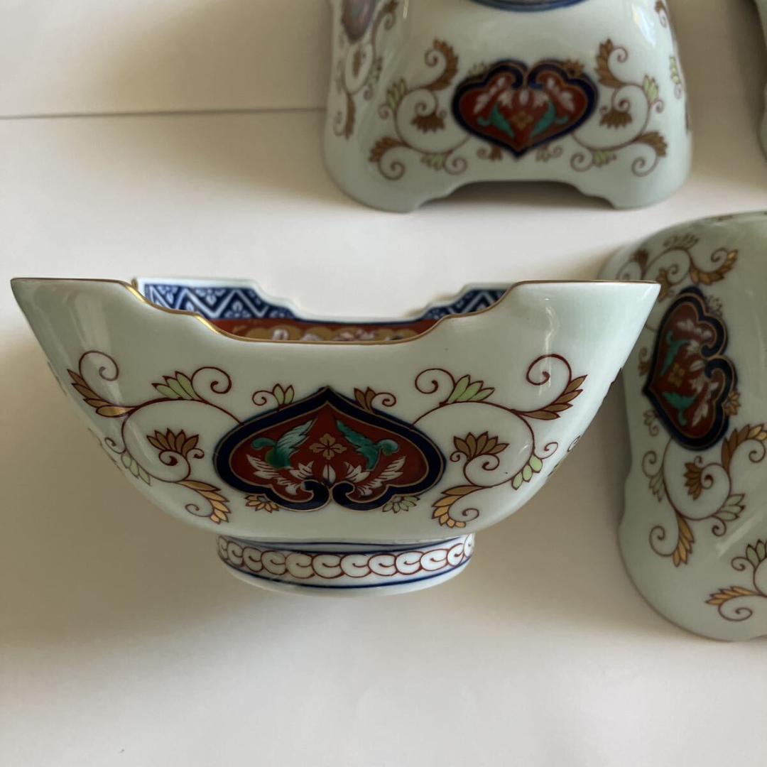 有田焼 賞美堂 日肥其泉 昭和年製 極錦金彩 古伊万里 様式 四方小鉢揃 五客