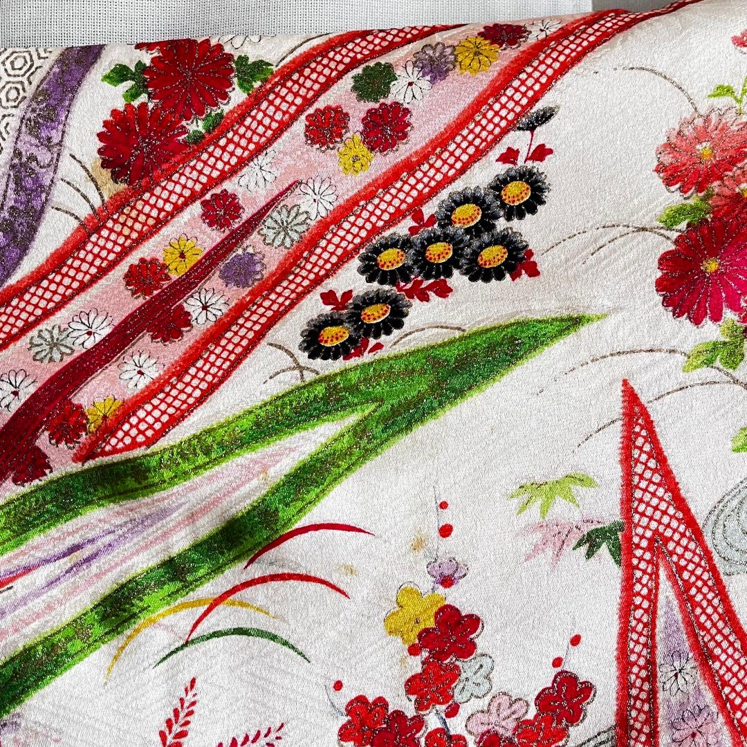 ジュニアサイズ　着物　アンティーク　七五三用　ヴィンテージ　子ども着物　四つ身