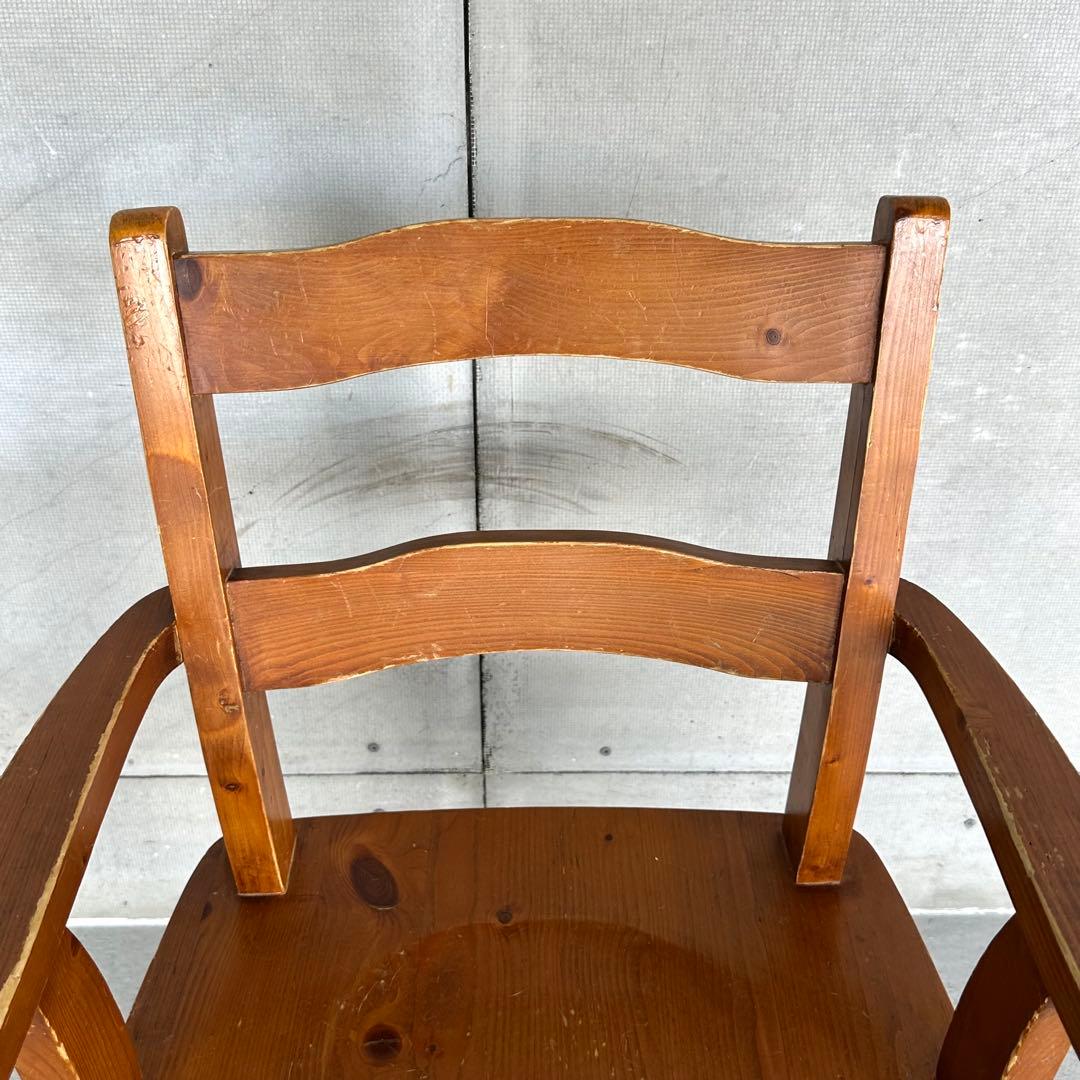 ✦昭和レトロ✦ 木製アームチェア｜無垢材 ヴィンテージ椅子 回転式 カフェ什器