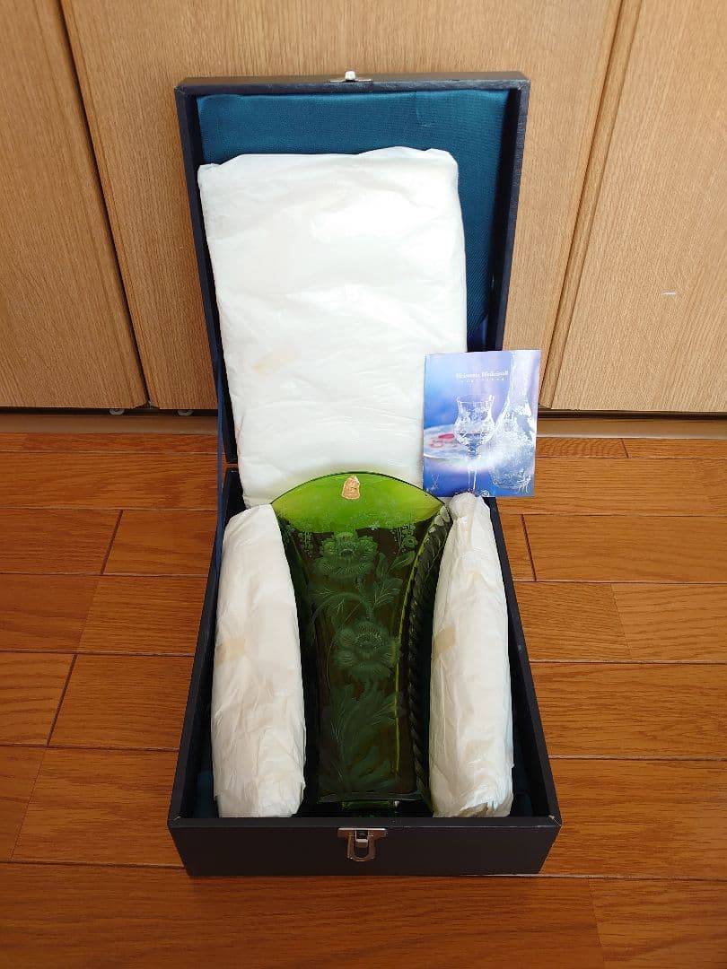 マイセン クリスタル フラワーベース 花瓶　グリーン　緑被せ