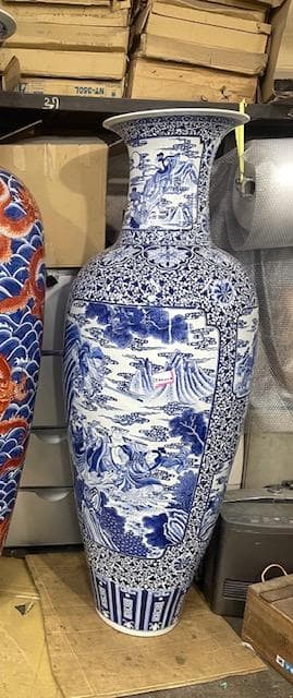 青白陶器花瓶 約1.5m