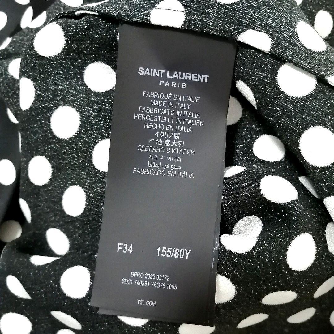 極美品✨ サンローラン　近年モデル　ドット ブラウス　ボウタイ　リボン　ゆったり