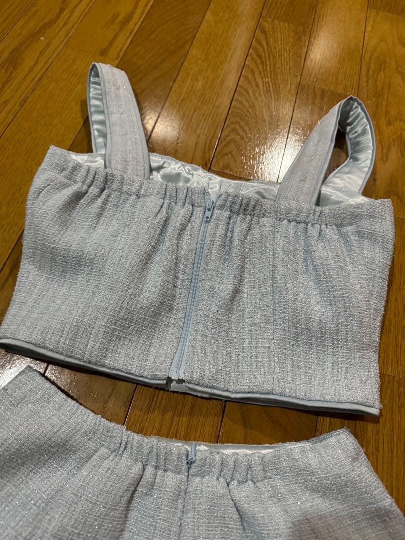 セール中　ROBEdeFLEURS ツイード セットアップ ミニドレス　ブルー