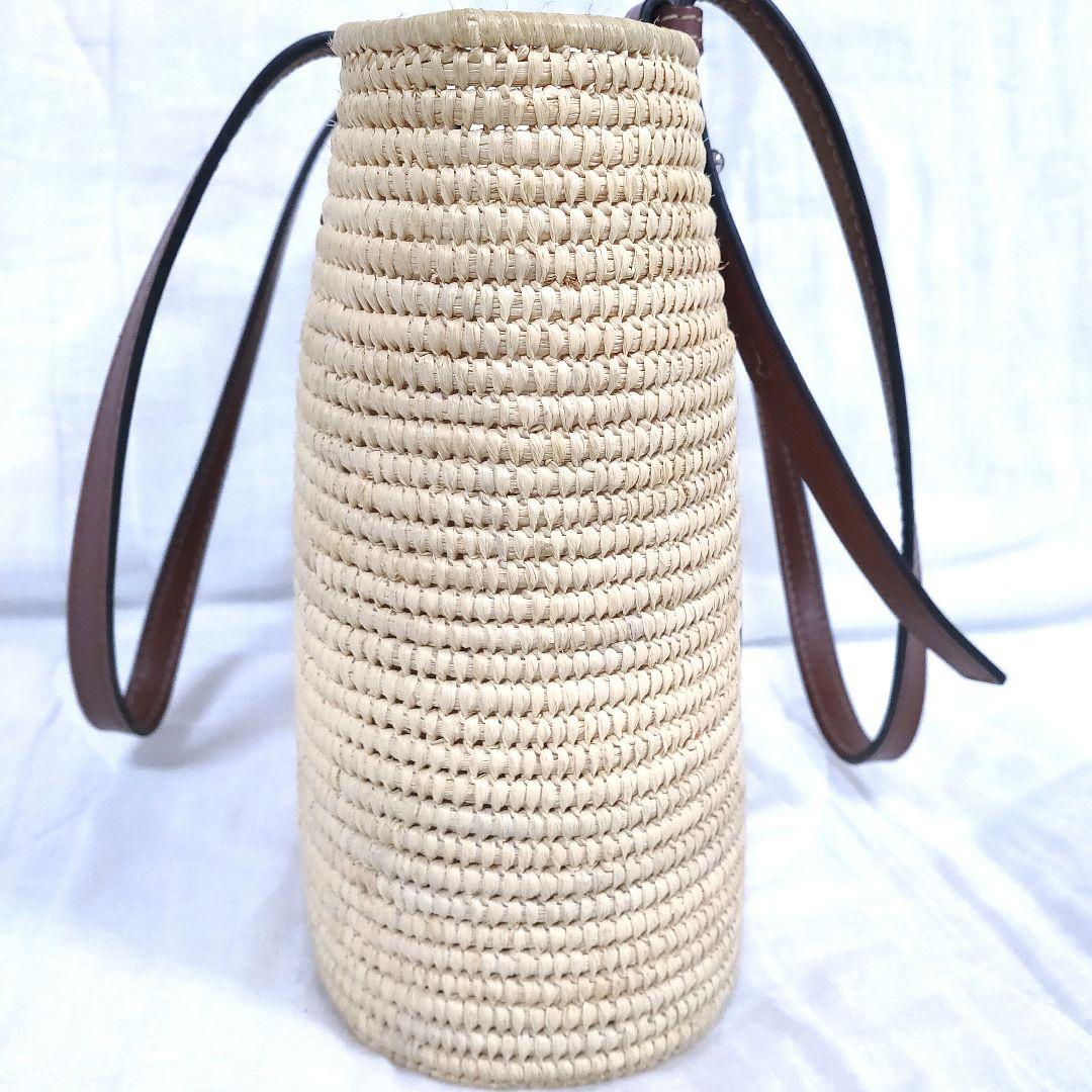 百鬼 ロエベ スクエア バスケット トートバッグ スモール ベージュ かご