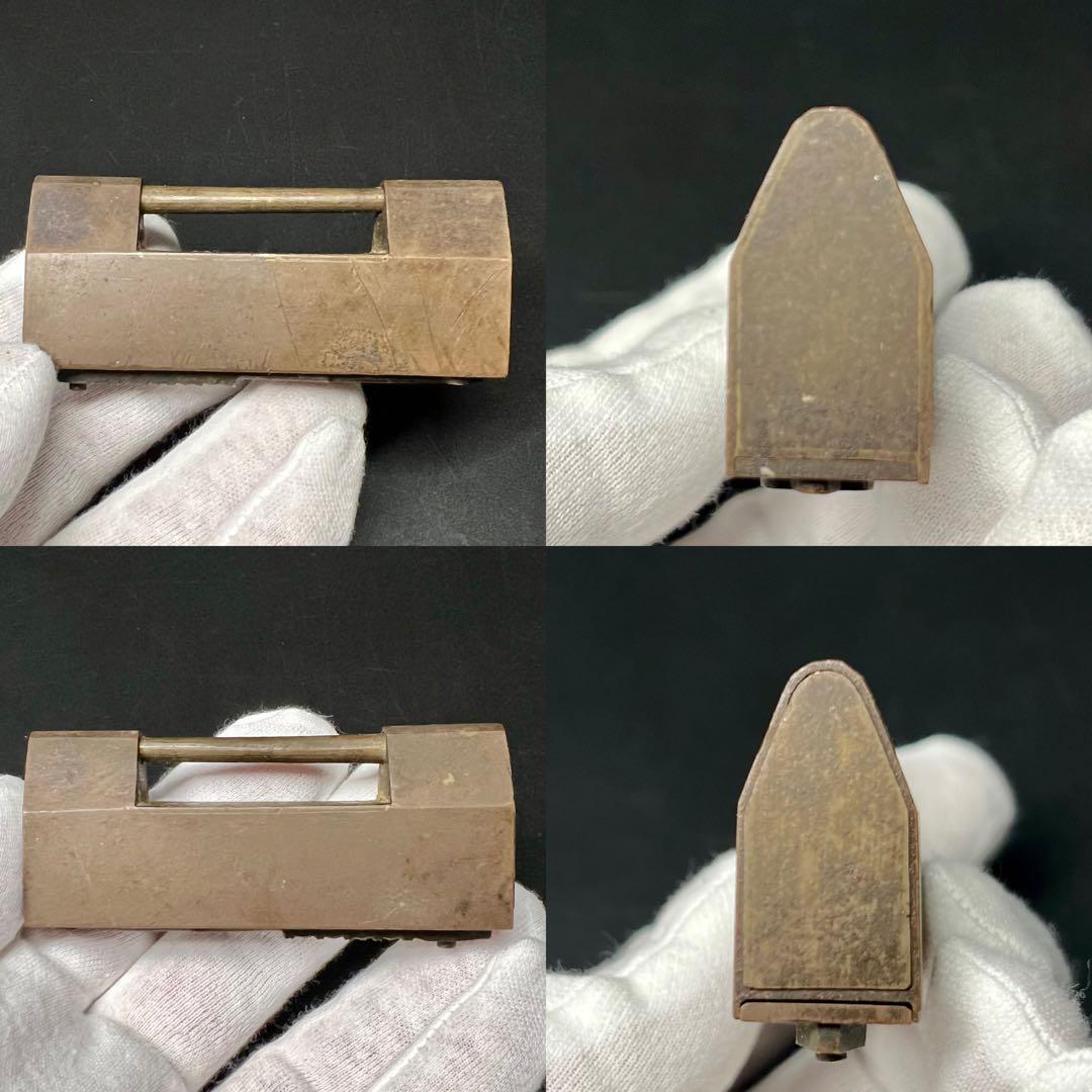 ◎古道具 庵々◎清末〜民国期 真鍮製カラクリ錠前 剣文様 ビットキー付◎珍品中国