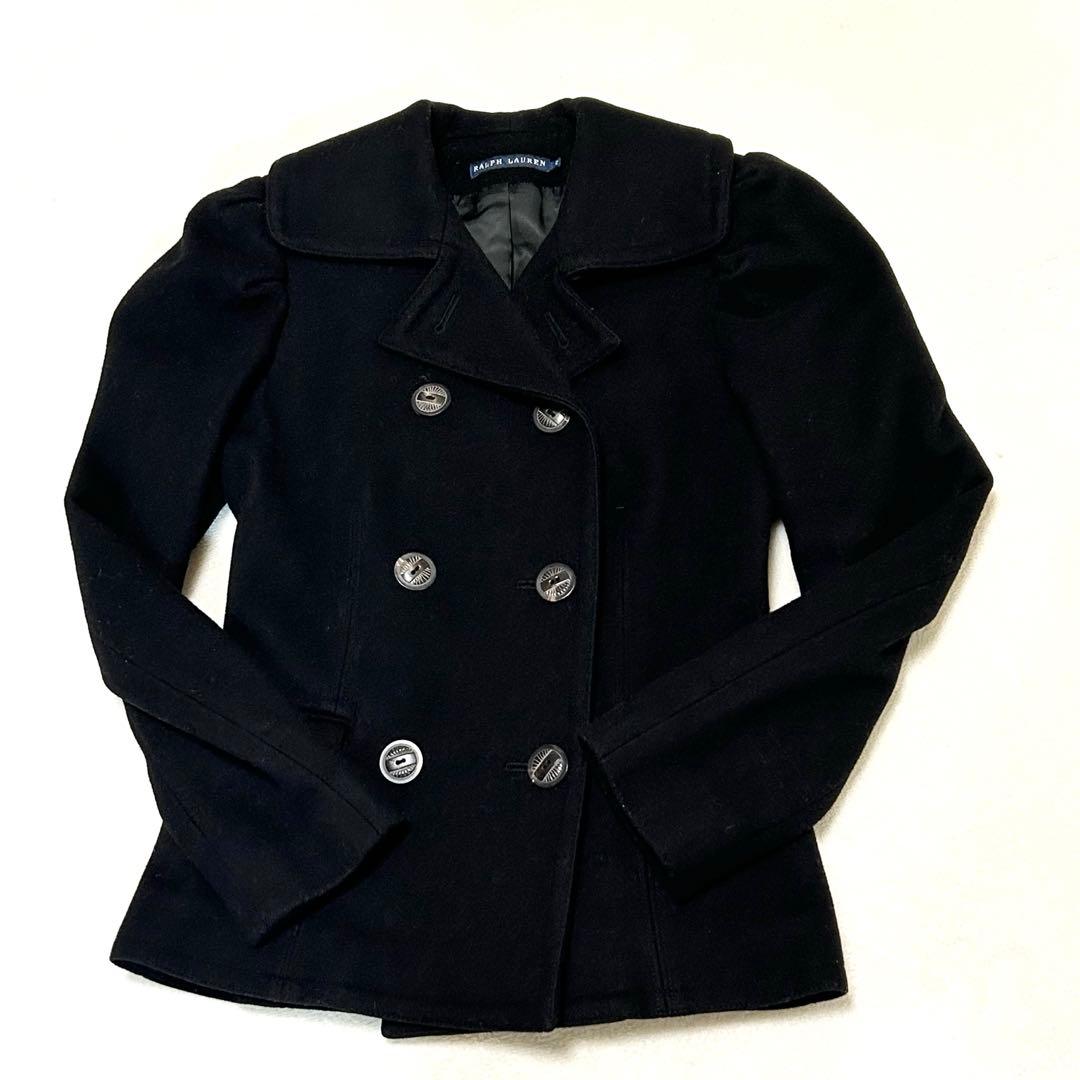 【美品】ラルフローレン　Pコート　ウール　カシミヤ混　ブラック