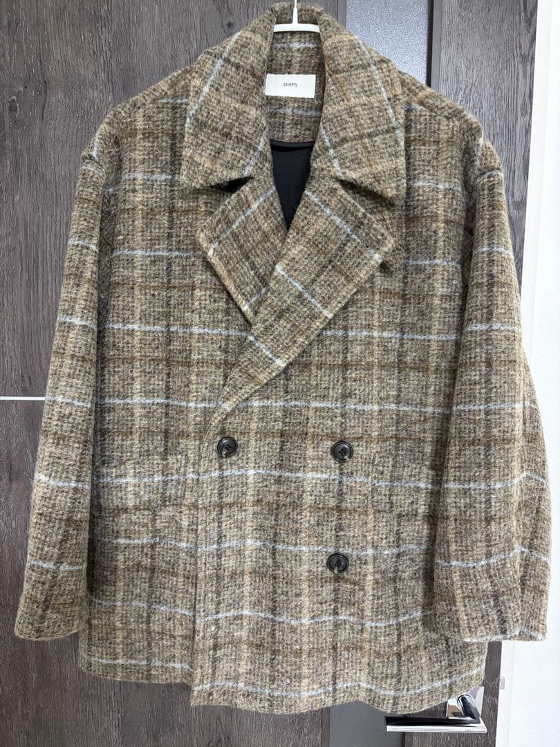 SHIPS スライバーチェックショートＰコート