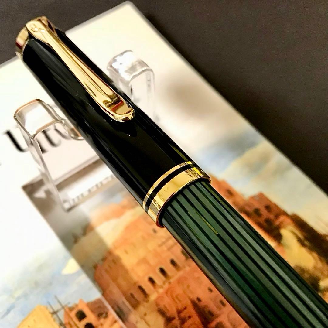 ☆お勧め☆美しいペリカン万年筆スーベレーンM400グリーン縞(EF)☆極上美品