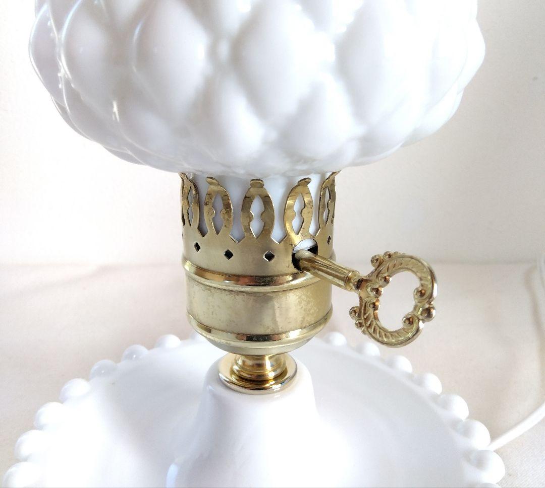 ミルクガラス ダイヤ柄 テーブルランプ ビンテージ