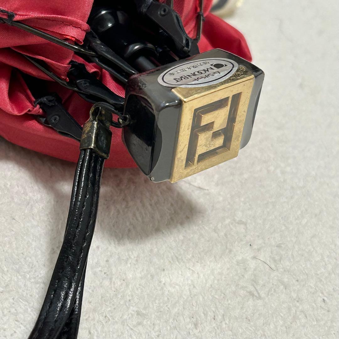 FENDI フェンディ ロゴ入り 折りたたみ傘 レッド 赤 ズッカ柄