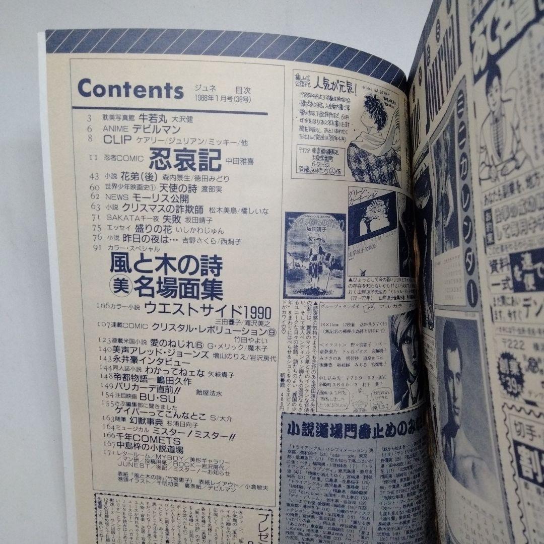 ジュネ 風と木の詩 竹宮恵子 36 37 38 1987年 1988 JUNE