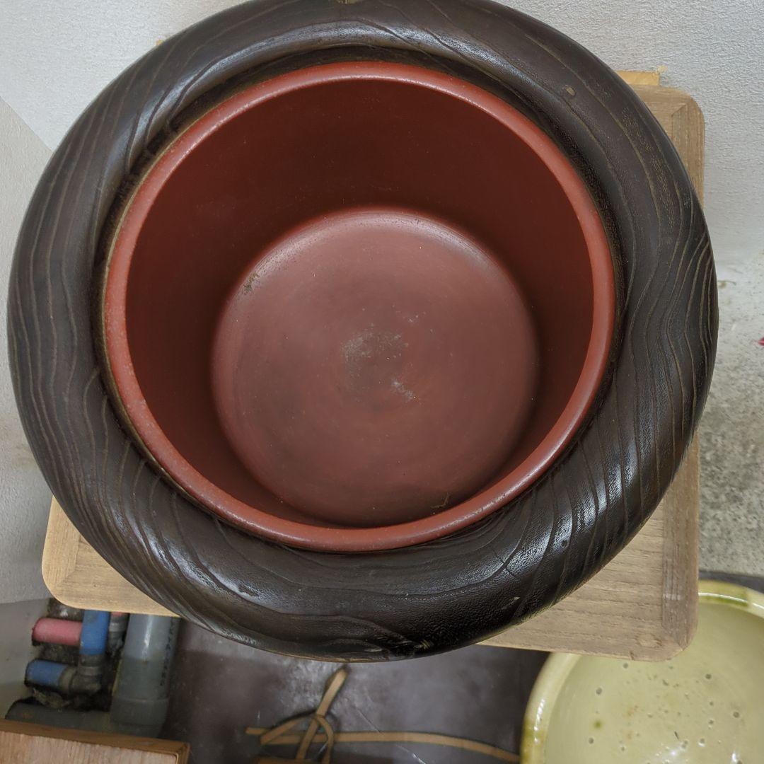 骨董　蒔絵　螺鈿　火鉢　桐　内側銅器　大型　花入　鉢カバー