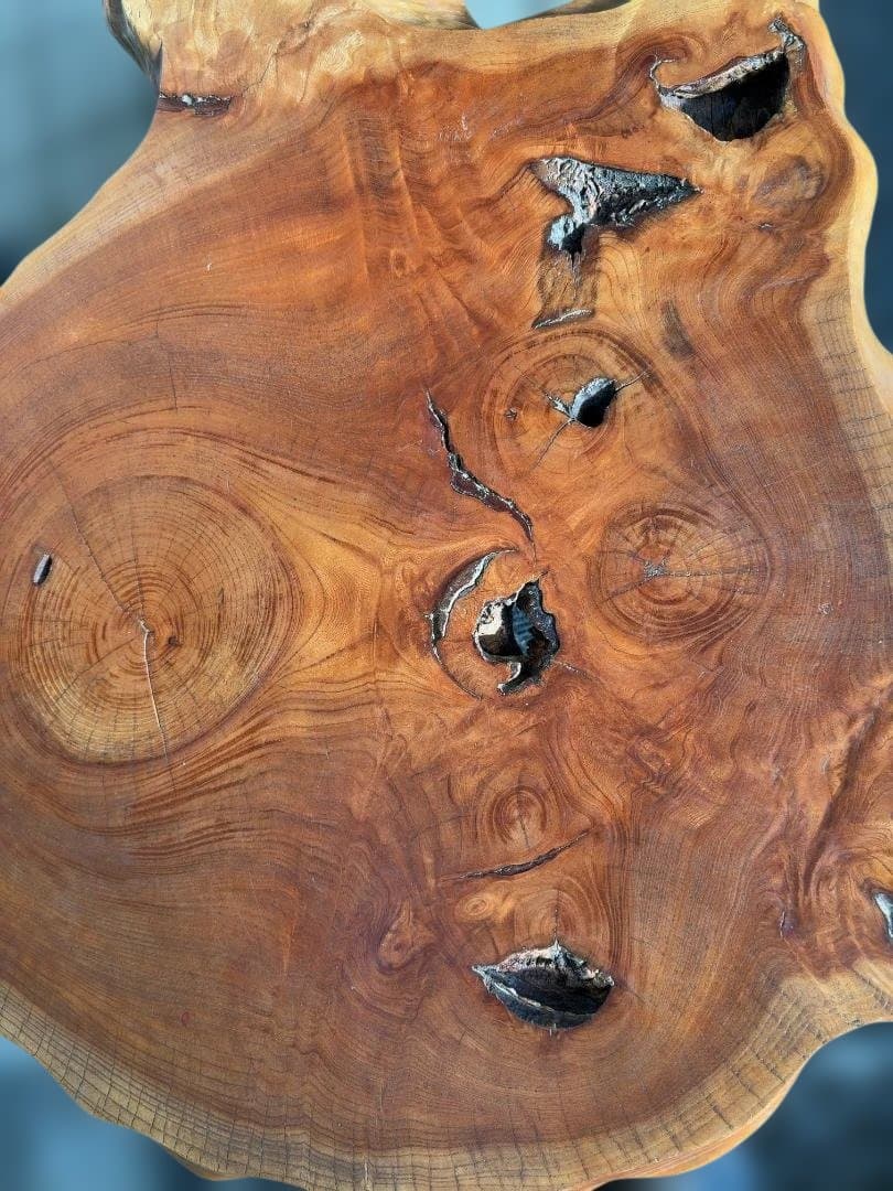 理逸作　 天然木 座卓 木製座卓 　一枚板　節あり　b008