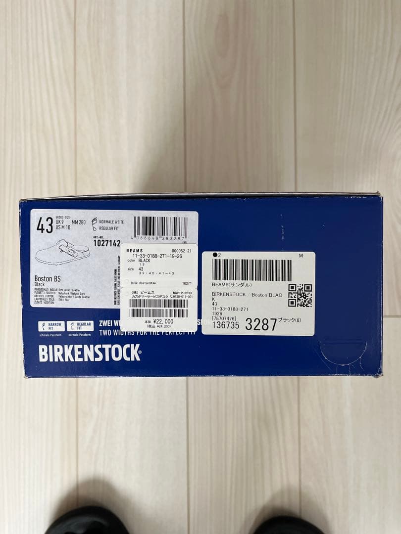 【新品】BIRKENSTOCK Boston BLACK 43