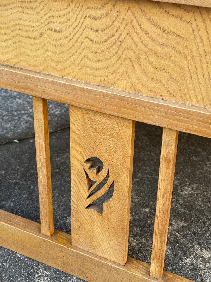 ビンテージ/当時物/無垢材/文机/机/書斎机/作業台/テーブル/透かし彫り/14