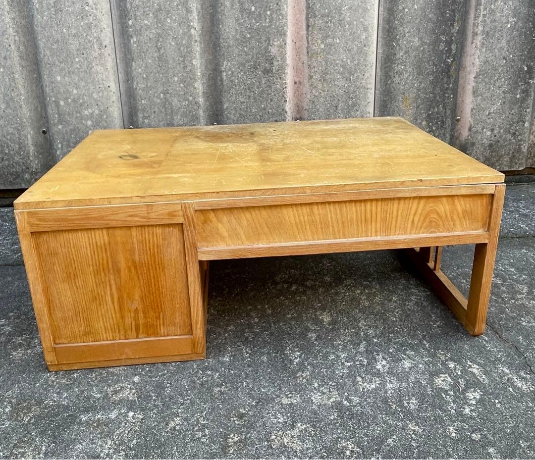 ビンテージ/当時物/無垢材/文机/机/書斎机/作業台/テーブル/透かし彫り/14