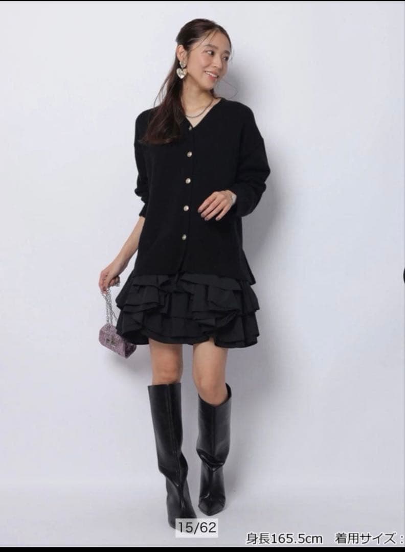 JUSGLITTY 美香さんコラボ カーデ×ペプラムワンピSET サイズS